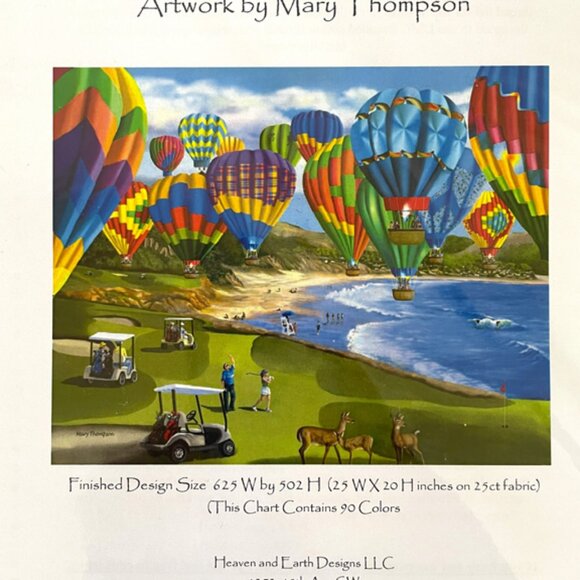 HAED Hot Air Ride Mary Thompson Cross Stitch Pattern Balloons NEW - Picture 2 of 3